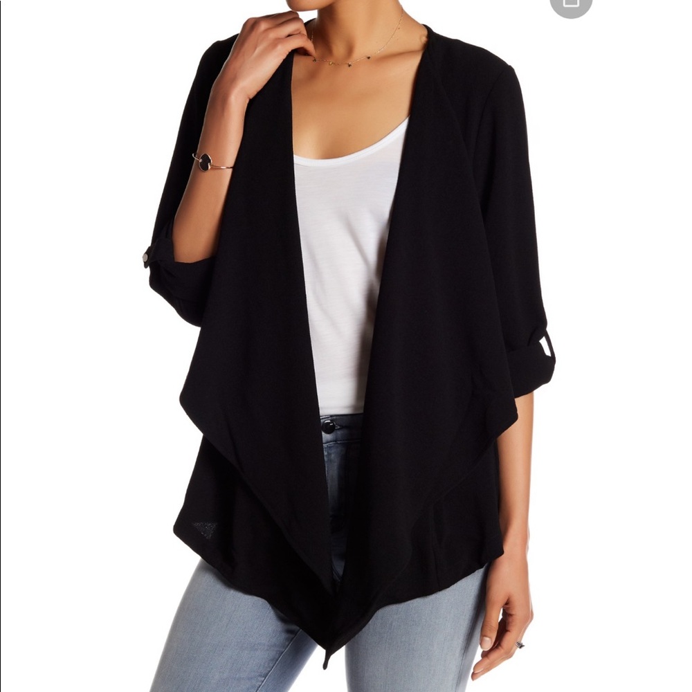 Bobeau Roll Sleeve Crepe Jacket